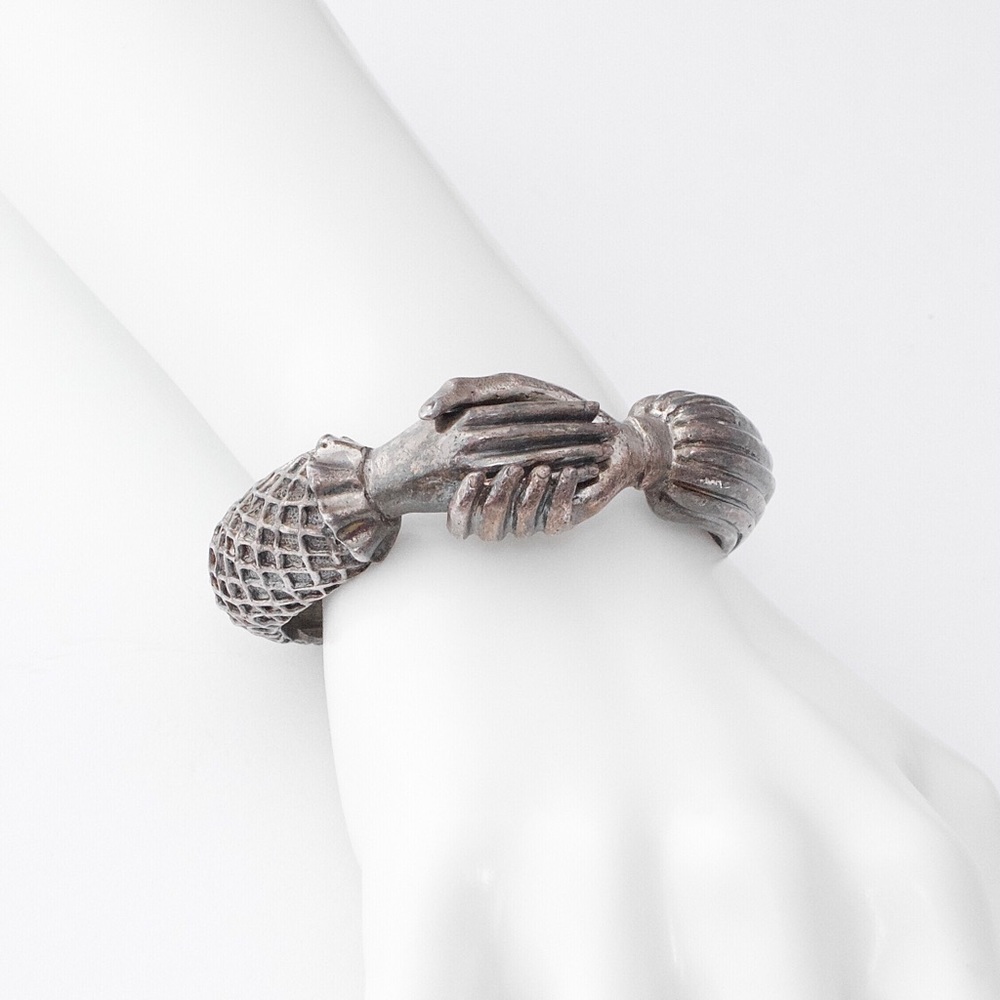 Vintage Diane Love for Trifari Fede Bracelet Silver Plate Clasped Hands 1970s - Picture 8 of 9